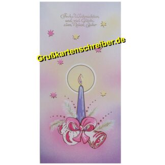 Kerze mit Glocke, Handschriftliche Weihnachtskarte GK0084 GK 0084 (2)