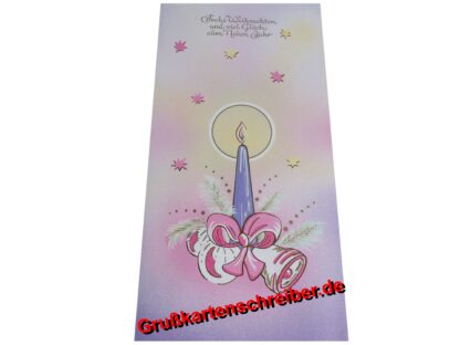 Kerze mit Glocke, Handschriftliche Weihnachtskarte GK0084 GK 0084 (3)